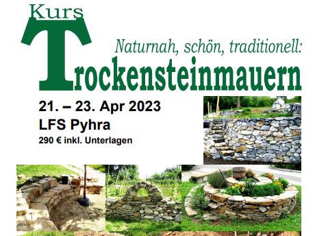 Trockensteinmauer-Kurs an der Fachschule Pyhra